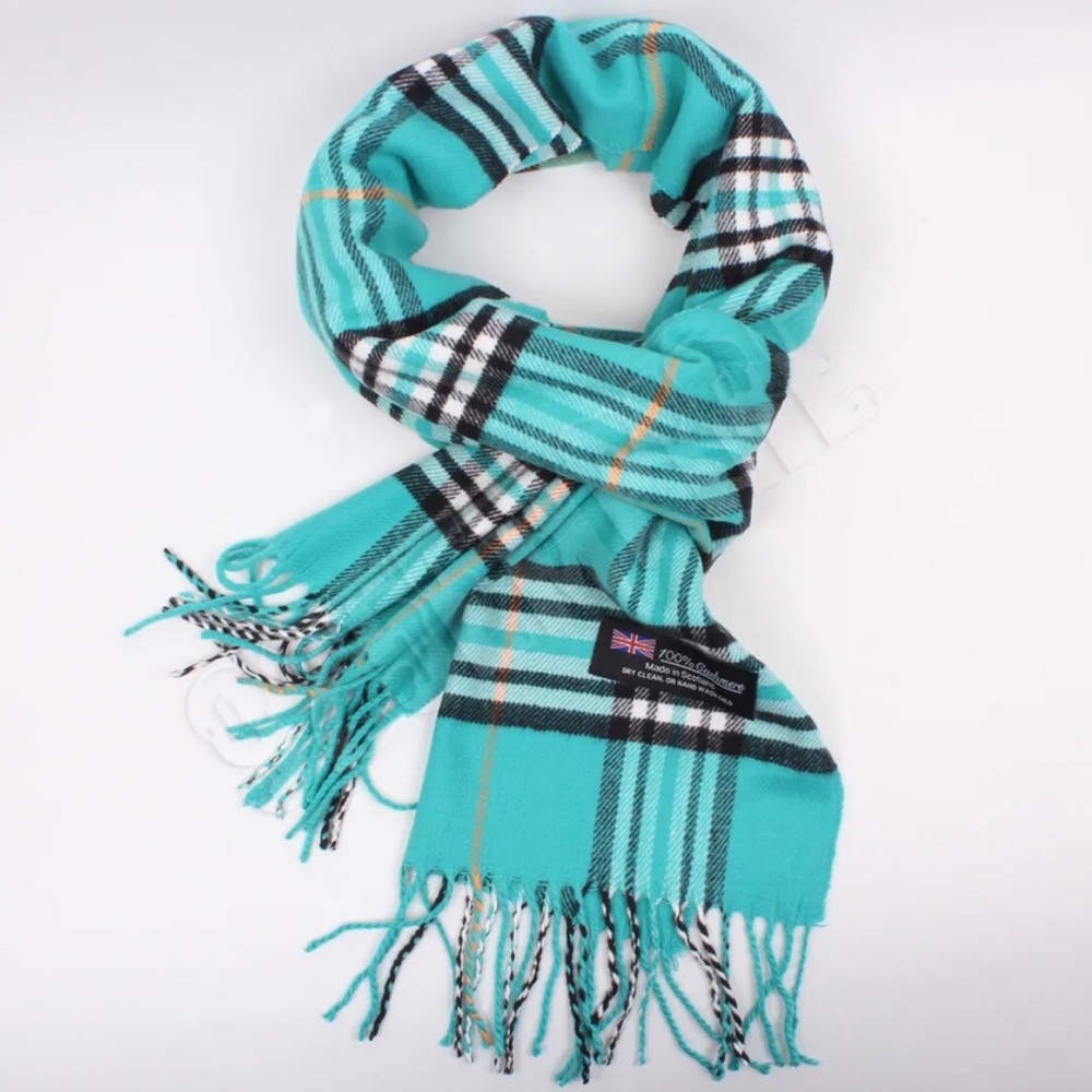 Last one - New Top Rated Aqua 100% Cashmere Scarf - Picture 2 of 4